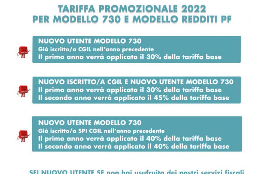 Tariffa promozionale 2022 per Modello 730 e Modello Redditi PF