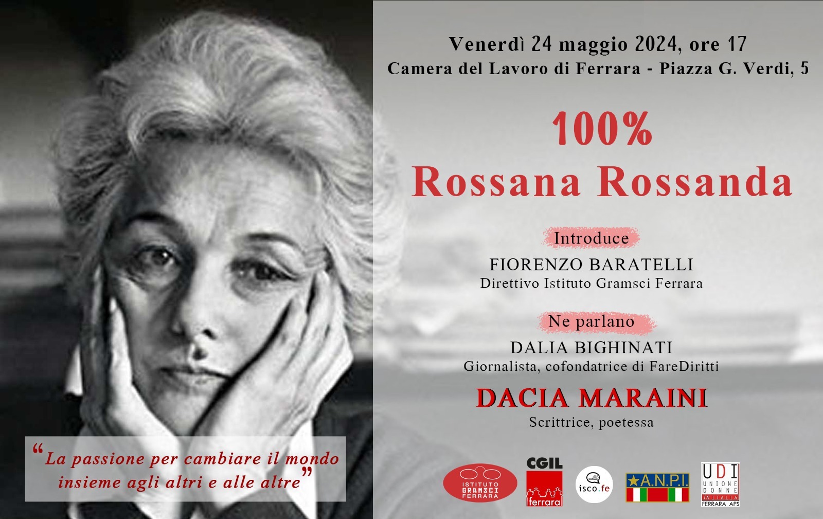 Incontro pubblico per ricordare Rossana Rossanda: venerdì 24 maggio ore 17