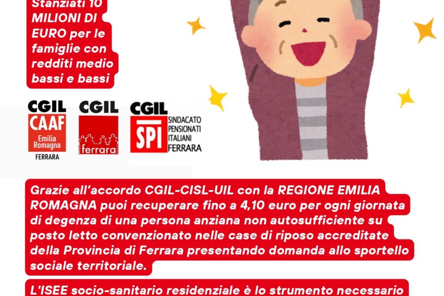 Contatta la Cgil per l’ISEE socio sanitario residenziale entro il 5 ottobre