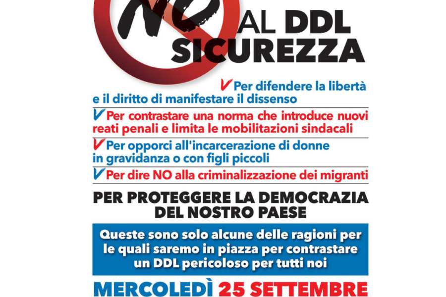 Contro il DDL Sicurezza presidio a Ferrara mercoledì 25 settembre