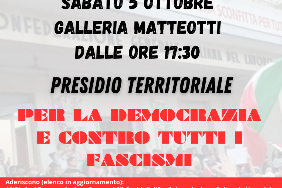 Antifascisti/e per costituzione. Presidio sabato 5 ottobre a Ferrara