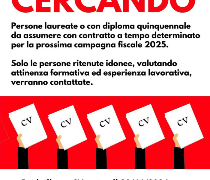 RICERCA DI PERSONALE DAL CAAF CGIL FERRARA PER CAMPAGNA FISCALE 2025