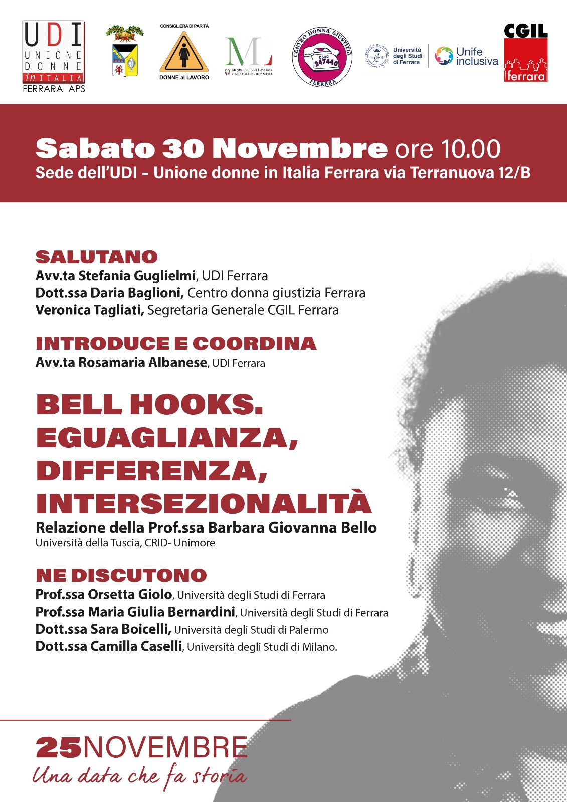 Bell Hooks. Eguaglianza, differenza, intersezionalità. Iniziativa sabato 30 novembre