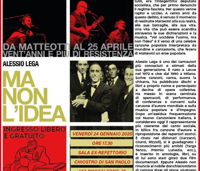 “L’idea che non muore: Giacomo Matteotti” venerdì 24 gennaio a Ferrara