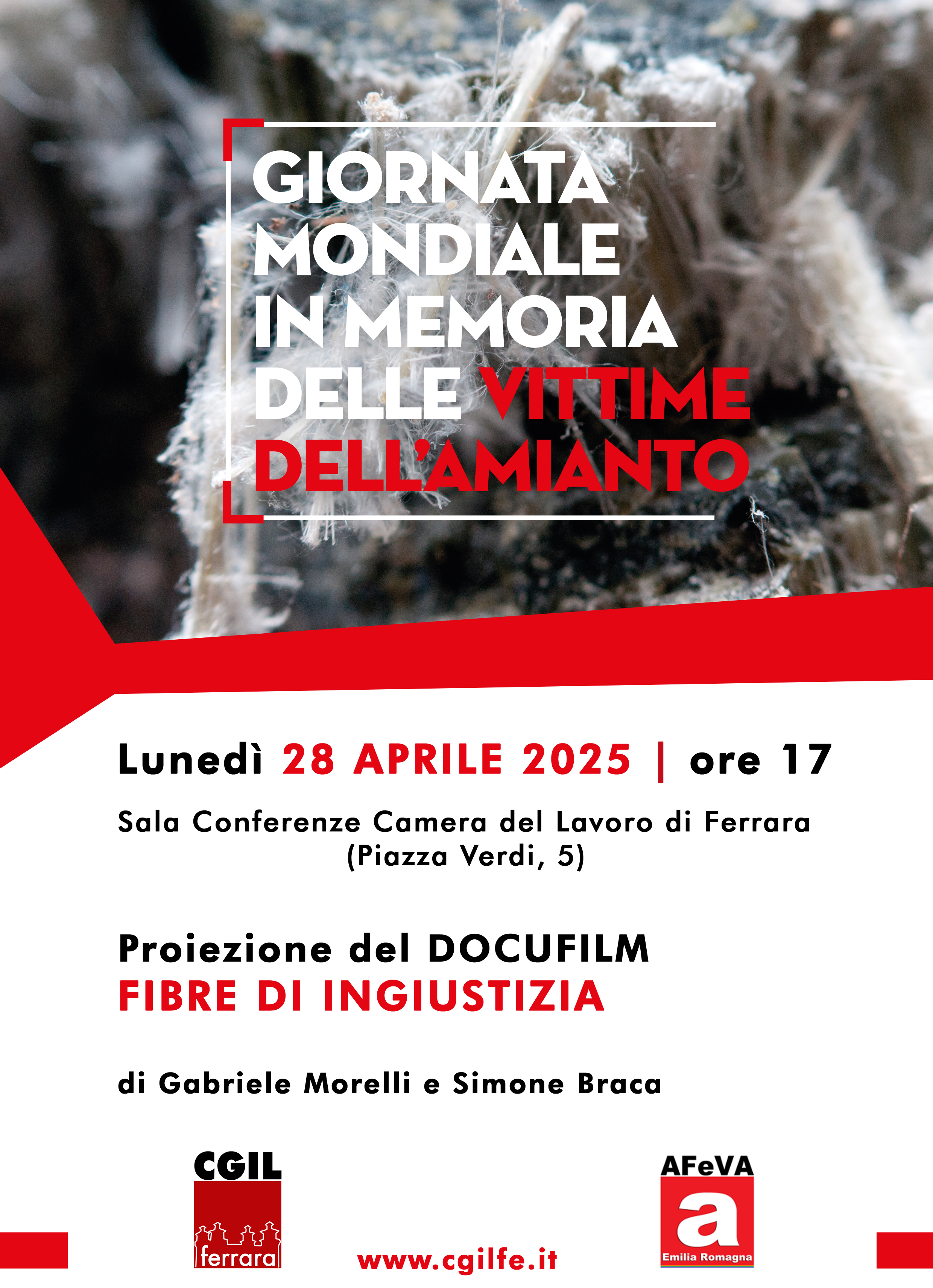 Giornata mondiale in memoria delle vittime dell’amianto lunedì 28 aprile